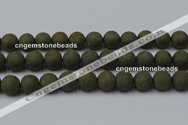 CPY821 15.5 inches 20mm round matte pyrite beads wholesale