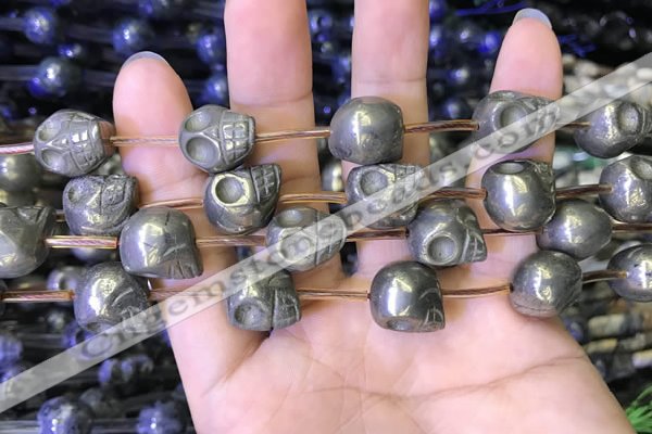 CPY825 15.5 inches 12*14*14mm skull pyrite gemstone beads