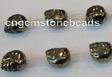 CPY84 15.5 inches 10mm carved skull pyrite gemstone beads wholesale