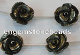 CPY94 15.5 inches 16mm carved rose pyrite gemstone beads wholesale