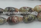 CRA06 15.5 inches 10*20mm teardrop natural rainforest agate beads