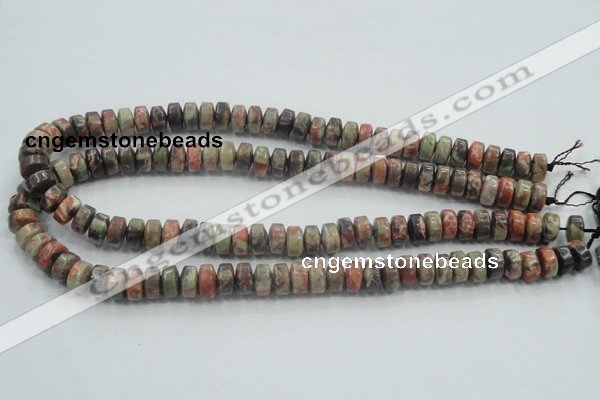 CRA07 15.5 inches 6*10mm rondelle natural rainforest agate beads