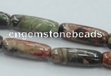 CRA08 15.5 inches 9*25mm cylinder natural rainforest agate beads