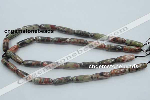 CRA08 15.5 inches 9*25mm cylinder natural rainforest agate beads