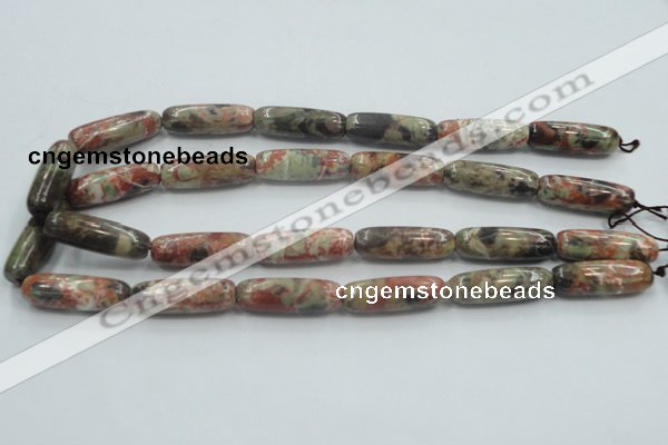 CRA09 15.5 inches 10*30mm cylinder natural rainforest agate beads