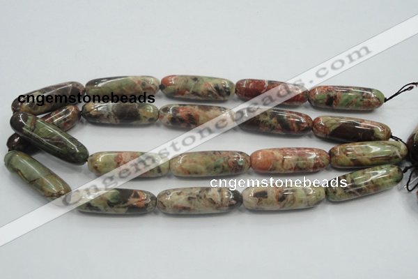 CRA10 15.5 inches 13*40mm cylinder natural rainforest agate beads