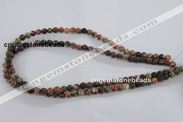 CRA100 15.5 inches 6mm faceted round rainforest agate gemstone beads