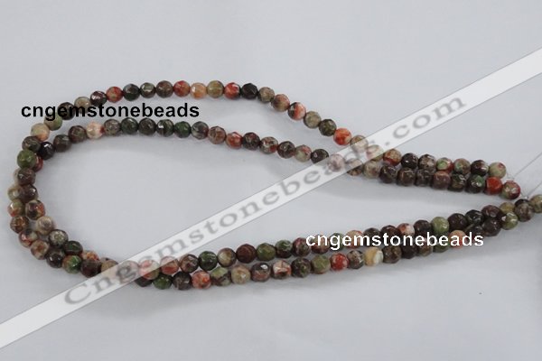 CRA101 15.5 inches 8mm faceted round rainforest agate gemstone beads