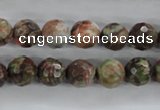 CRA102 15.5 inches 10mm faceted round rainforest agate gemstone beads