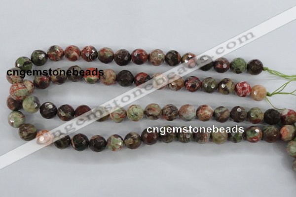 CRA103 15.5 inches 12mm faceted round rainforest agate gemstone beads