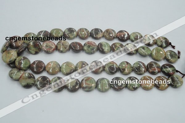 CRA11 15.5 inches 16mm flat round natural rainforest agate beads