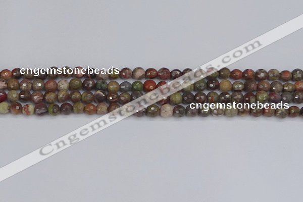 CRA161 15.5 inches 6mm faceted round rainforest agate beads