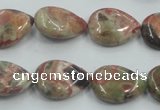 CRA18 15.5 inches 13*18mm flat teardrop natural rainforest agate beads