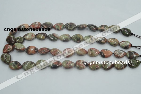 CRA18 15.5 inches 13*18mm flat teardrop natural rainforest agate beads