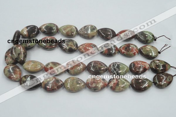 CRA19 15.5 inches 18*25mm flat teardrop natural rainforest agate beads