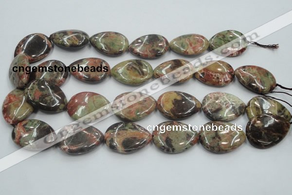 CRA20 15.5 inches 22*30mm flat teardrop natural rainforest agate beads