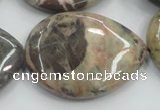 CRA21 15.5 inches 30*40mm flat teardrop natural rainforest agate beads