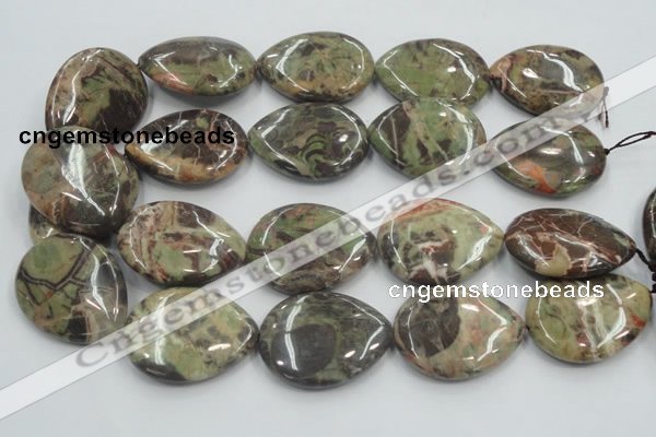 CRA21 15.5 inches 30*40mm flat teardrop natural rainforest agate beads