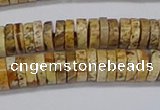 CRB1017 15.5 inches 2*6mm heishi picture jasper beads wholesale