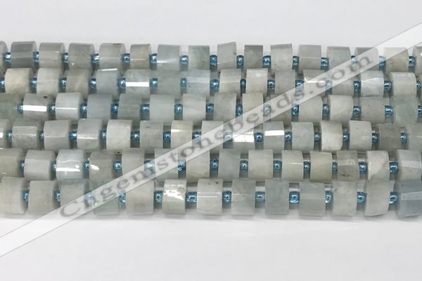 CRB1051 15.5 inches 5*8mm - 6*8mm faceted tyre aquamarine beads