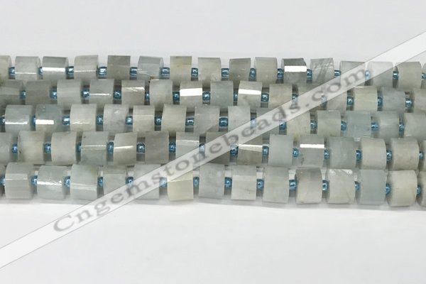 CRB1052 15.5 inches 7*9mm - 8*10mm faceted tyre aquamarine beads