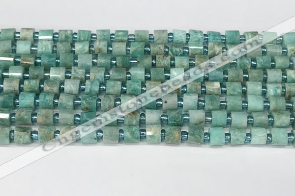 CRB1068 15.5 inches 4*6mm - 5*6mm faceted tyre amazonite beads