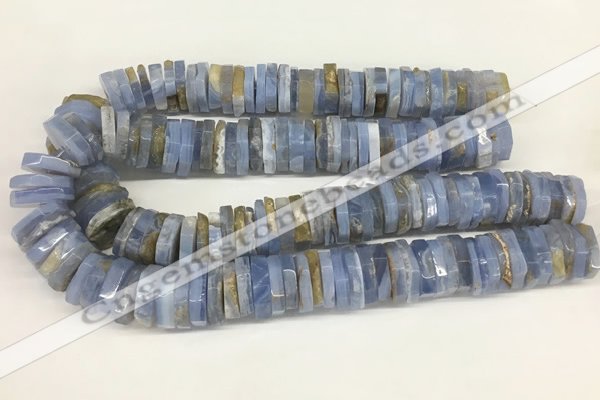 CRB1080 15.5 inches 5*20mm - 6*22mm faceted heishi blue chalcedony beads