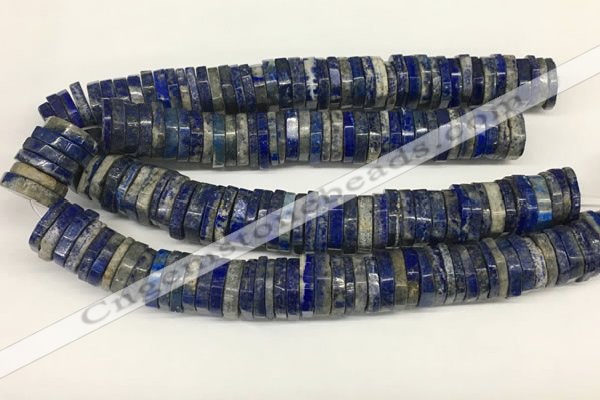 CRB1085 15.5 inches 5*20mm - 6*22mm faceted heishi lapis lazuli beads