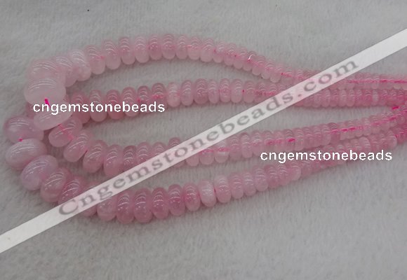 CRB1100 15.5 inches 5*8mm - 9*18mm rondelle rose quartz beads