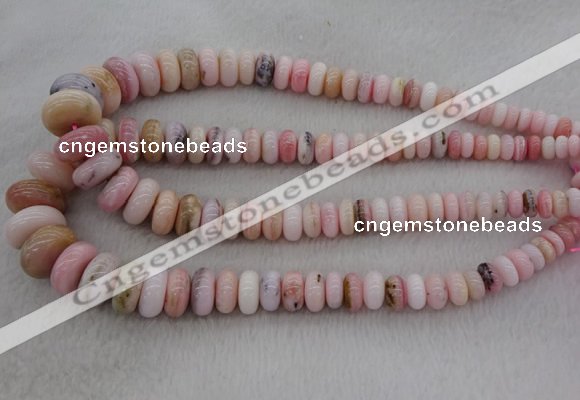 CRB1106 15.5 inches 5*8mm - 9*18mm rondelle pink opal beads