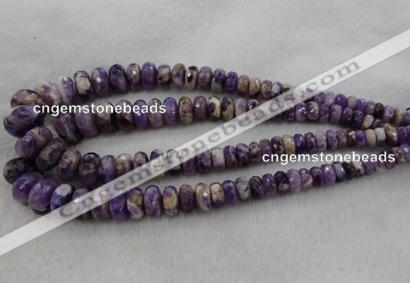 CRB1122 15.5 inches 5*8mm - 9*18mm faceted rondelle dogtooth amethyst beads