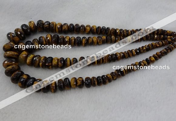 CRB1135 15.5 inches 5*8mm - 9*18mm faceted rondelle tiger eye beads