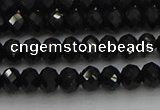 CRB1218 15.5 inches 4*6mm faceted rondelle black tourmaline beads