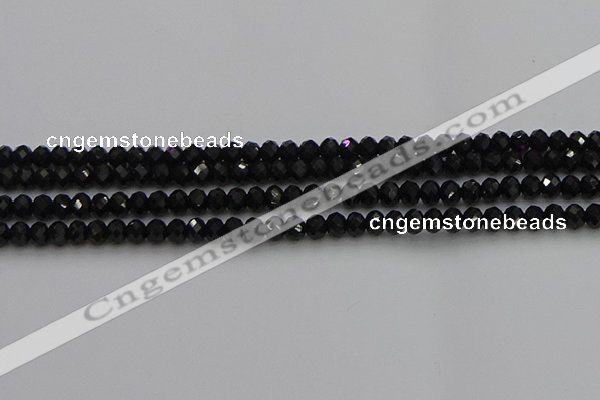 CRB1218 15.5 inches 4*6mm faceted rondelle black tourmaline beads