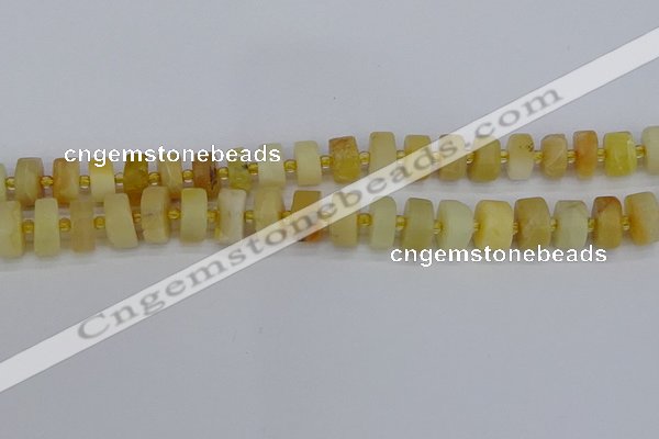 CRB1240 15.5 inches 6*12mm tyre matte yellow opal gemstone beads