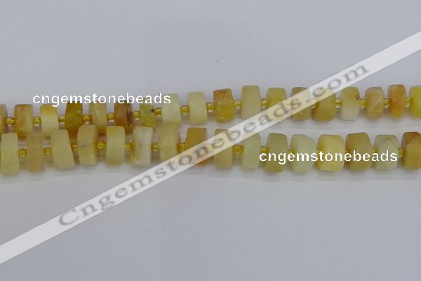 CRB1241 15.5 inches 7*14mm tyre matte yellow opal gemstone beads