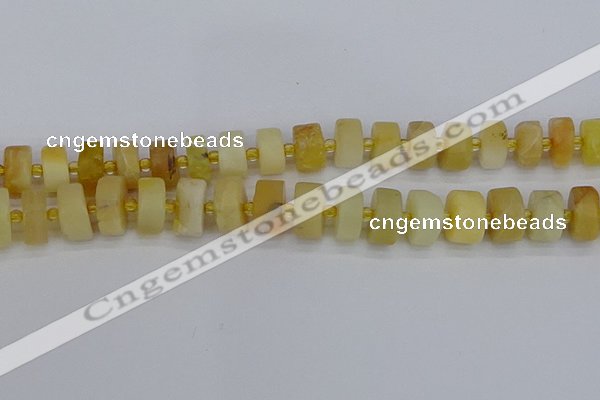 CRB1242 15.5 inches 8*16mm tyre matte yellow opal gemstone beads