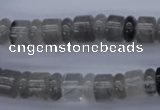 CRB125 15.5 inches 4*10mm & 7*10mm rondelle cloudy quartz beads