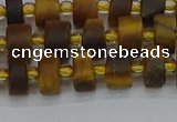 CRB1252 15.5 inches 5*8mm tyre matte yellow tiger eye beads