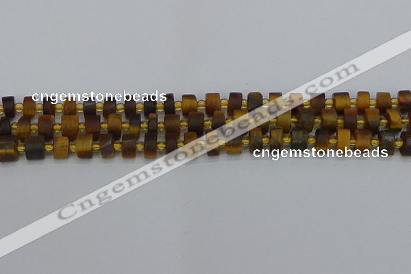 CRB1252 15.5 inches 5*8mm tyre matte yellow tiger eye beads