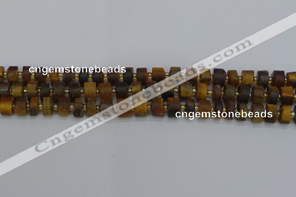 CRB1253 15.5 inches 6*10mm tyre matte yellow tiger eye beads