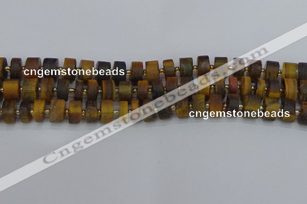 CRB1254 15.5 inches 6*12mm tyre matte yellow tiger eye beads