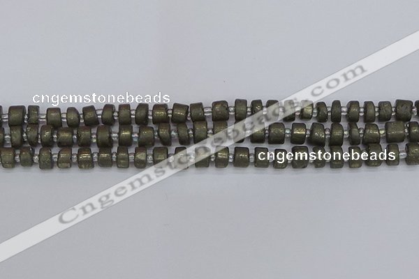 CRB1259 15.5 inches 5*8mm tyre matte pyrite gemstone beads