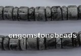 CRB126 15.5 inches 4*10mm & 7*10mm rondelle grey picture jasper beads