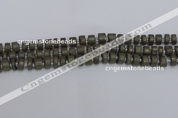 CRB1260 15.5 inches 6*10mm tyre matte pyrite gemstone beads