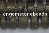 CRB1262 15.5 inches 7*14mm tyre matte pyrite gemstone beads
