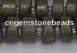 CRB1263 15.5 inches 8*16mm tyre matte pyrite gemstone beads