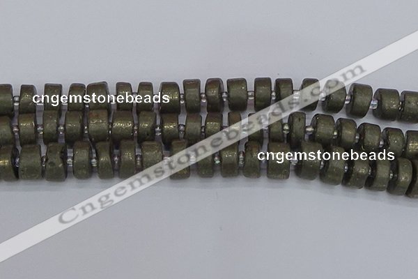 CRB1263 15.5 inches 8*16mm tyre matte pyrite gemstone beads