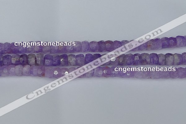 CRB1272 15.5 inches 6*10mm faceted rondelle lavender amethyst beads