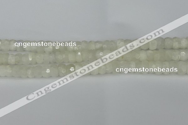 CRB1280 15.5 inches 6*10mm faceted rondelle white moonstone beads